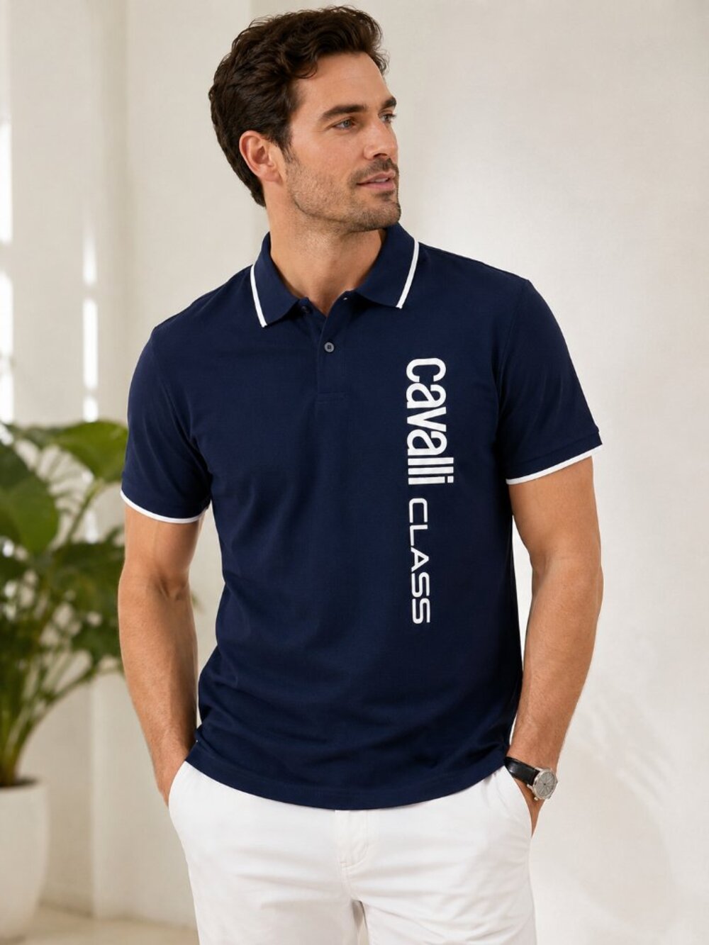 Cavalli Class Men's Navy Polo Shirt (NWT)